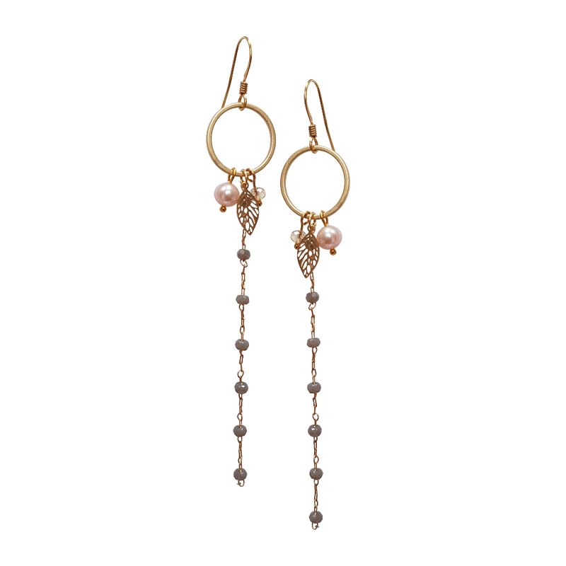 Cherry Leaf Long Drop Earrings