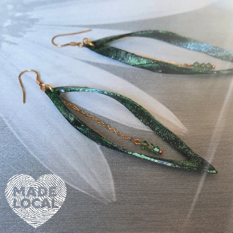 Large Twist Earrings. Recycled Inner Tyre Tube Twist Earrings.