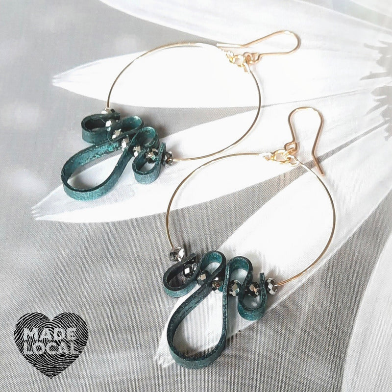 Up Cycle. Recycled Bicycle Inner Tyre Tube Earrings.