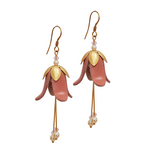 Fuchsia Leather Earrings, Gold and Silver Look.