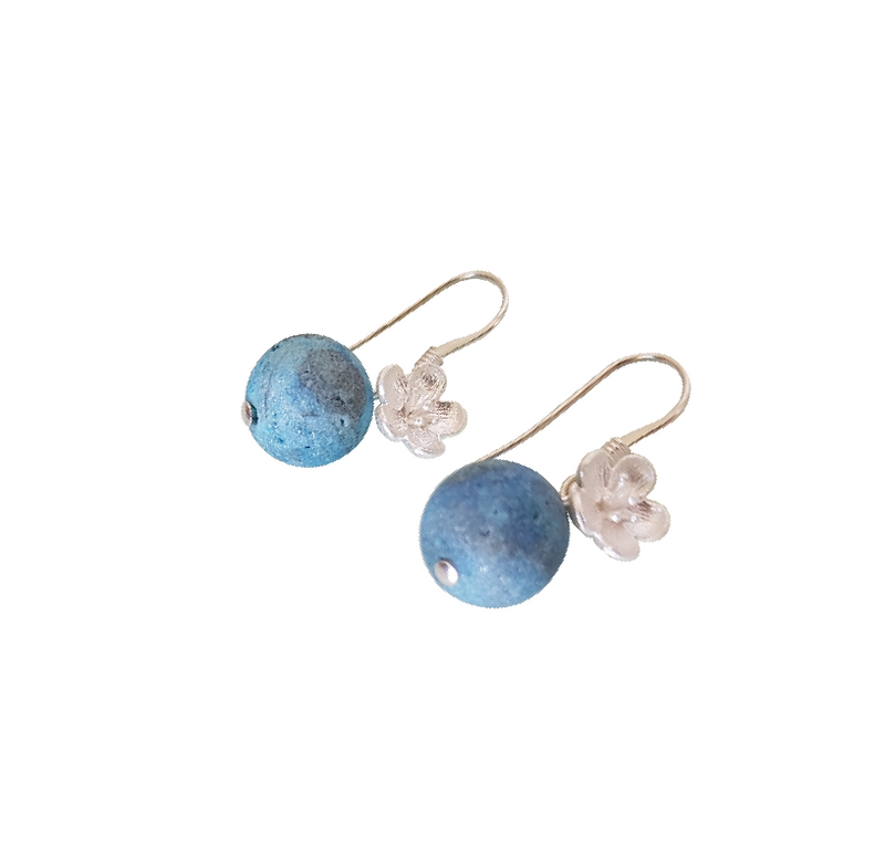 Geode Turquoise  Flower Earrings