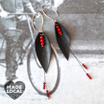 Up Cycle. Recycled Bicycle Inner Tyre Tube Pod Earrings.
