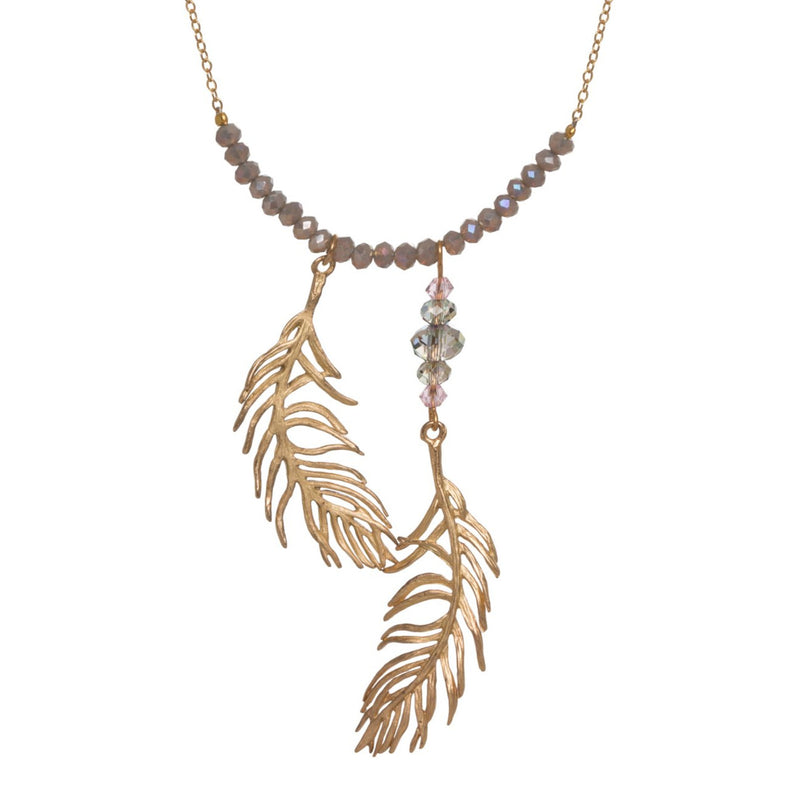 Feather 2 Drop Necklace