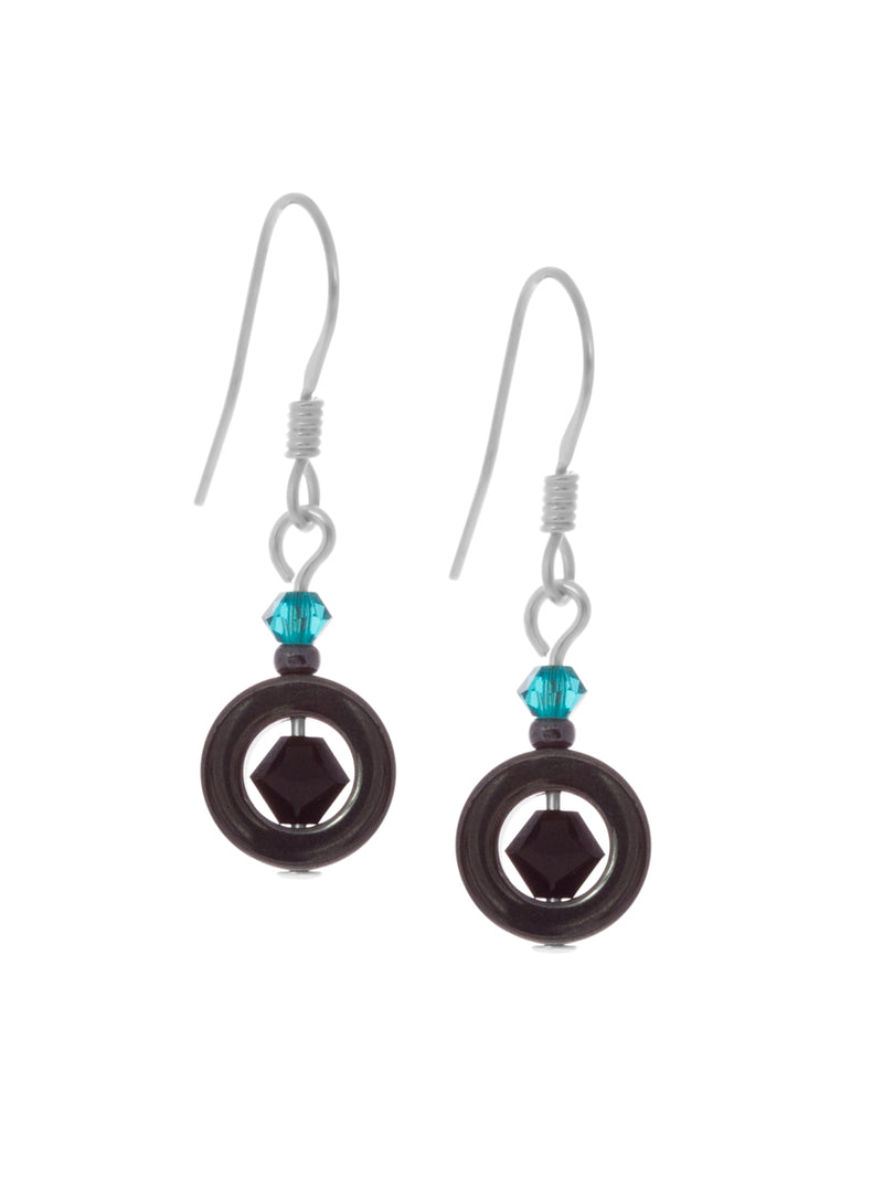 Short Crystal and Hemitite Earrings