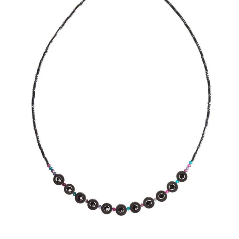 Black Swarovski Crystal and Hemitite Necklace