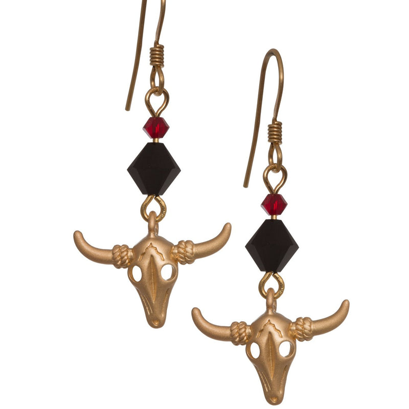 Bull Head with cluster of Swarovski Crystals. Earrings